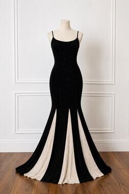 VINTAGE Y2K | Blondie Nites vintage 90s Black Gown with Ivory Godets